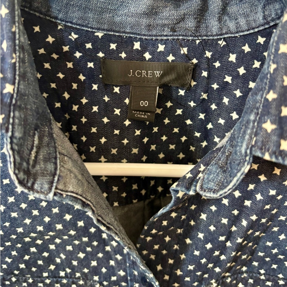 NWOT J.Crew Star Print Chambray Button Front Shirt Size XXS 00 - Picture 4 of 5